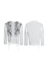 Gradient Snakeskin Fringe Tee