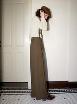 Hong Kong style pleated retro loose wide-leg overalls suit casual trousers