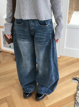 レガサイドカットワイドデニムパンツ