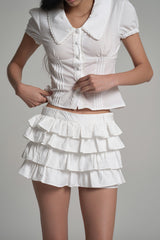 Milk jam bakery blouse, White