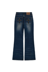 cross boots cut (blue)