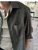 [Unisex] リネンクロップチェックシャツ ver.2(3color)