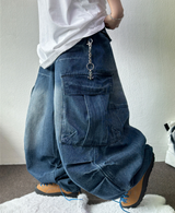 ヒップキャットウォッシングカーゴパラシュートバルーンデニムパンツ 🩵🤎2COLOR🩵S-L🩵