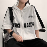 Riti Coloring Short-Sleeved Hooded Zip-Up