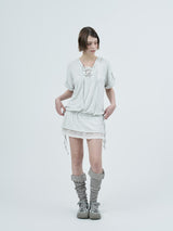 eyelet lace hood op / melange