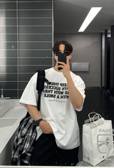 ナンバーキプデニムレタリングベーシックオーバーフィット半袖Tシャツ
