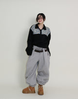 Femme Flower Pattern Quilted Fleece Long Sleeve T-Shirt (Button Detail)