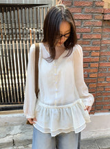 Hailyn Long Sleeve Layered Button Blouse