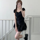 ミニ レース ブラウス (BLACK)