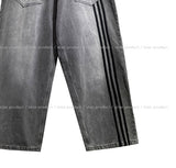 Reverse line wide denim pants