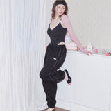LACE STUD JOGGER PANTS - BLACK
