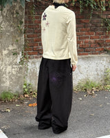 Wildflower Stitch Pants _ Black & Purple