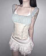 pre lace puff top (4colors)