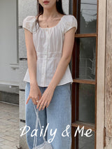 Cotton shirring blouse(2color)