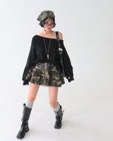 Camo cancan mini skirt