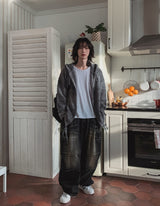 Lowkey Washing Quilting Balloon Denim Pants