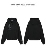 ROSE 2WAY HOOD ZIP UP black