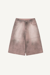 Sand-washed Bermuda denim pants