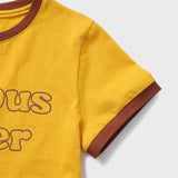 キャンパスラバーヴィンテージイエロークロップ半袖リンガーtシャツ