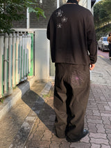  Wildflower Appliqué Pants _ Black&Purple