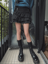 Canchu Eyelet Tiered Miniskirt