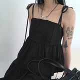 Tid pintuck flare ribbon string tank top blouse
