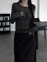 layered see-through long sleeve T (4color)