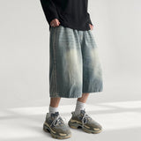 Kfer Banding Track Line Washing Denim Bermuda Shorts