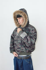 Cropped Fur Hood MA-1 Jacket (Camo)