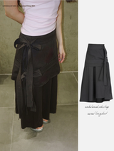 unbalanced side strap casual long skirt