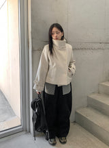 ナント ブラッシュド ドット ワイド バンディング パンツ