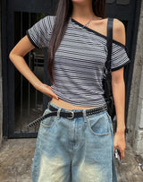Tio Stripe Strap Overshoulder Tee