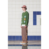 ARGYLE STRIPE CARDIGAN / GREEN