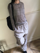 Saawn wool tencel cut see-through layered t-shirt