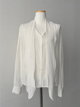 Wrinkle V-Neck Tie Blouse