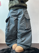 HOT HEAT 🔥 PADDING CARGO OVER UNISEX LONG PANTS🩶🖤2COLOR