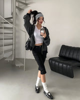 Wearing ストライプ ツーウェイフードジップアップ