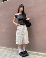 Ephen Cargo Pocket Button Bermuda Pants