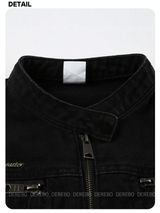 London black denim casual zip-up jacket