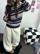 クリームテディシープファーロングパンツ🧸🤎🐑🖤3COLOR