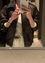 Vine Pocket Leather Blouson / 3 colors