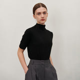 HALF TURTLE-NECK T SHIRT BLACK
