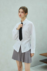 LOWELL SLIM FIT STRIPE SHIRRLING SHIRT / WHITE