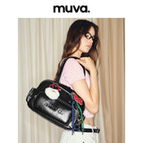 muva. Oil‑Wax Leather Retro Bowling Bag, Autumn Large‑Capacity Multi‑Pocket Genuine‑Leather Shoulder Bag for Women, New Arrival Sep 3
