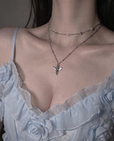 [Anti-tarnish] Baby Angel Layered Necklace - Silver ver.