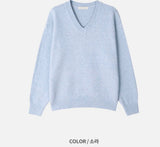 [Unisex] ベーシックVネッククロップニット(8color)