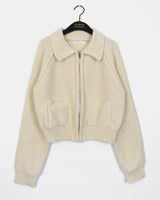 Duon Raglan pocket collar knit zip-up