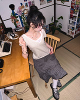 (3color) レースストライプ フード半袖Tシャツ