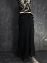 shining studded knit long skirt