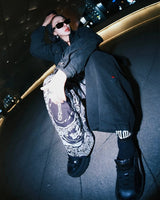 Mwoong Washed Black Denim Trucker Pants